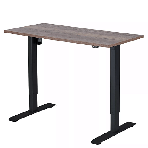 Výškovo nastaviteľný stôl 1180x600x25 mm, doska dub halifax cínový, 2segmentová čierna podnož
