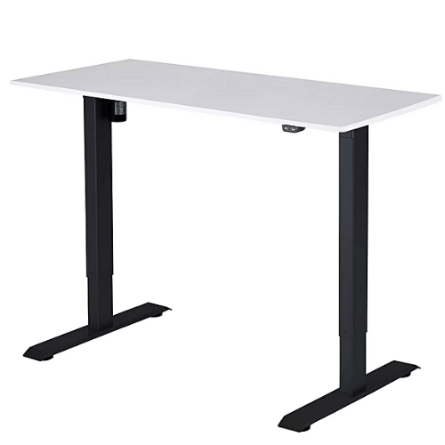 Výškovo nastaviteľný stôl 1180x600x18 mm, doska biela, 2segmentová čierna podnož