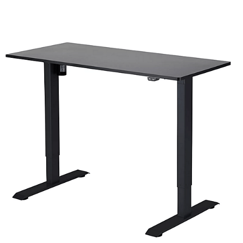 Výškovo nastaviteľný stôl 1180x600x18 mm, doska čierna, 2segmentová čierna podnož