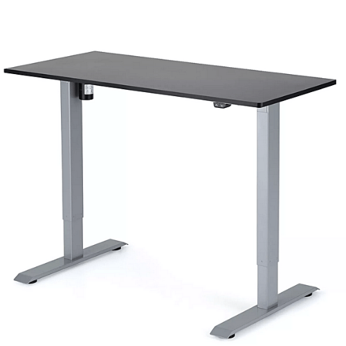 Výškovo nastaviteľný stôl 1180x600x18 mm, doska čierna, 2segmentová šedá podnož